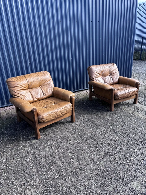 Image 1 of 2 X Vintage Fauteuil Leer