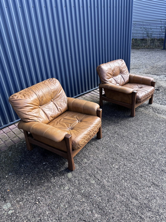 Image 1 of 2 X Vintage Fauteuil Leer