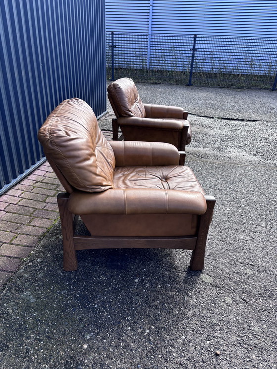 Image 1 of 2 X Vintage Fauteuil Leer