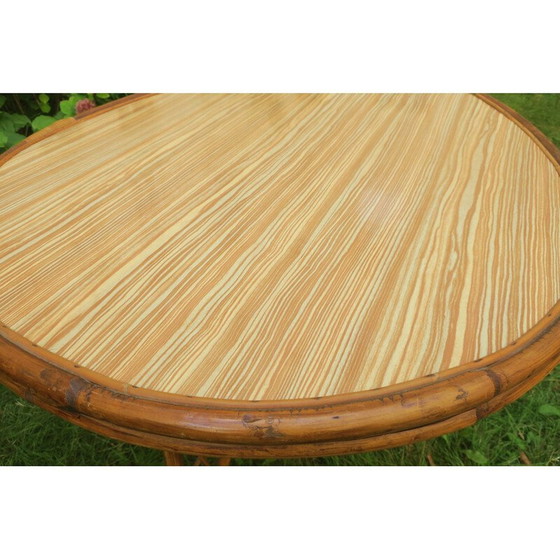 Image 1 of Mid century bladvormige bamboe tuintafel, 1960