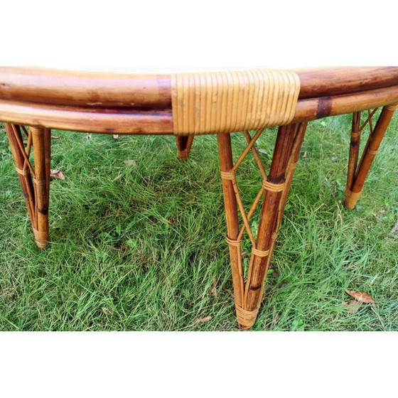 Image 1 of Mid century bladvormige bamboe tuintafel, 1960