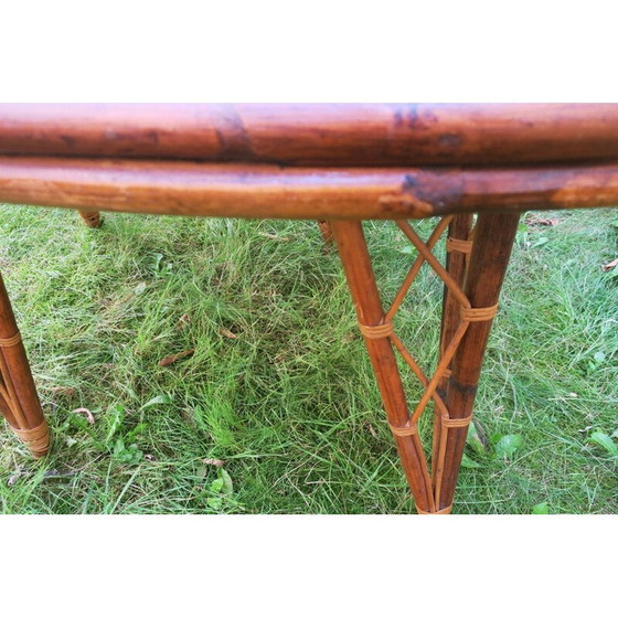 Image 1 of Mid century bladvormige bamboe tuintafel, 1960