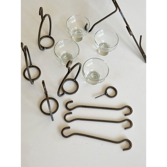 Image 1 of Scandinavische vintage kroonluchter van smeedijzer voor vier lampen, jaren 1960