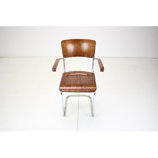 Vintage Bauhaus chromen fauteuil van Rudolf Vichr Prag, Tsjecho-Slowakije jaren 1930