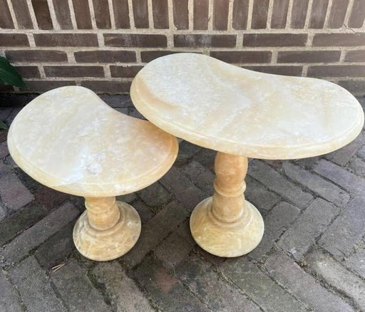 Set Vintage Marmeren Bijzettafels