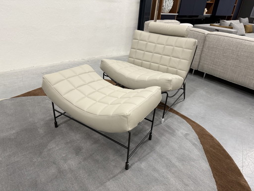 Leolux Volare Fauteuil Met Hocker Wapiti Chuchubi Leer