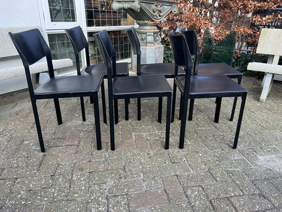 Image 1 of Tuiglederen stoelen uit de jaren 80