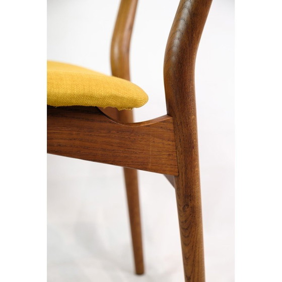 Image 1 of Set van 4 vintage stoelen in teakhout en gele stof, Denemarken 1960