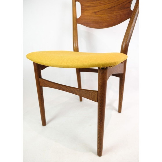 Image 1 of Set van 4 vintage stoelen in teakhout en gele stof, Denemarken 1960
