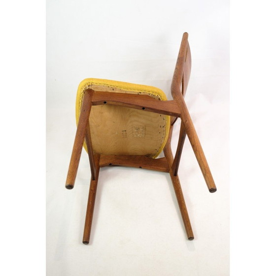 Image 1 of Set van 4 vintage stoelen in teakhout en gele stof, Denemarken 1960