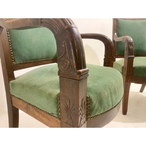 Paar vintage groene fauteuils