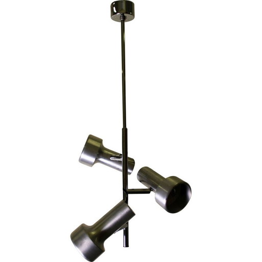 Vintage hanglamp 3 spots in aluminium, 1960