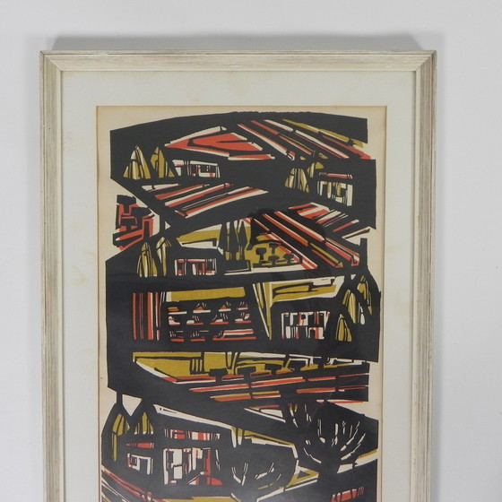 Image 1 of Litho Akke Sins , ploegende boeren, 1963