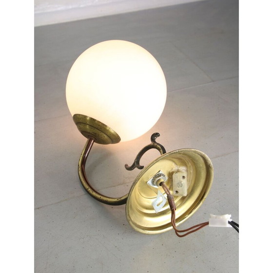 Image 1 of Mid Century messing & opaline wandlamp
