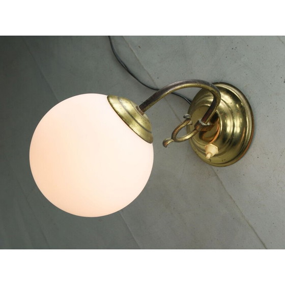 Image 1 of Mid Century messing & opaline wandlamp