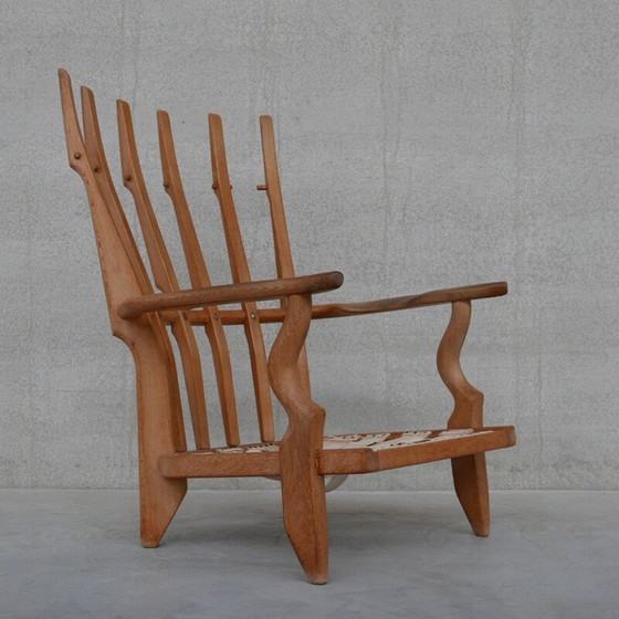 Image 1 of Eikenhouten Mid Century "Repos" fauteuil door Guillerme et Chambron, Frankrijk 1960