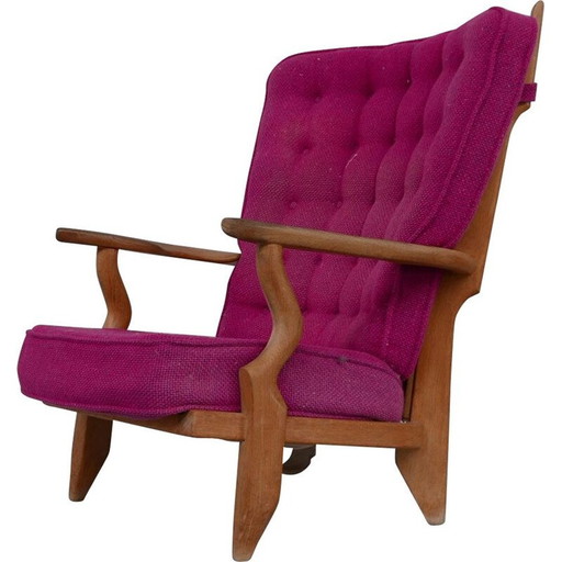 Eikenhouten Mid Century "Repos" fauteuil door Guillerme et Chambron, Frankrijk 1960