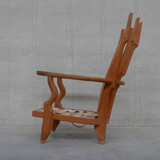 Image 1 of Eikenhouten Mid Century "Repos" fauteuil door Guillerme et Chambron, Frankrijk 1960