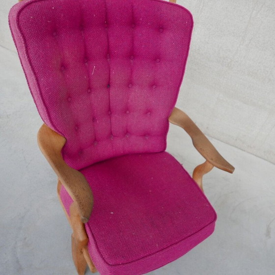 Image 1 of Eikenhouten Mid Century "Repos" fauteuil door Guillerme et Chambron, Frankrijk 1960