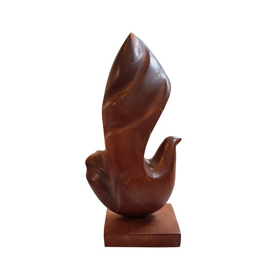 Image 1 of Mid Century Scandinavisch teakhouten vogelsculptuur