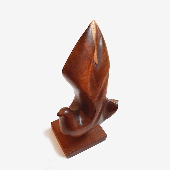 Image 1 of Mid Century Scandinavisch teakhouten vogelsculptuur