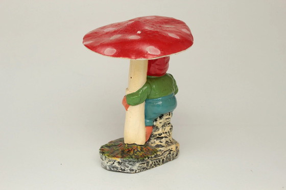 Image 1 of Kabouter / Tuinkabouter onder vliegenzwam Antiek, Hermann Sauerbrey