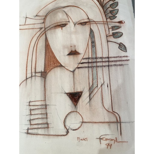 Vintage bloedschilderij door André Ferrand, 1999