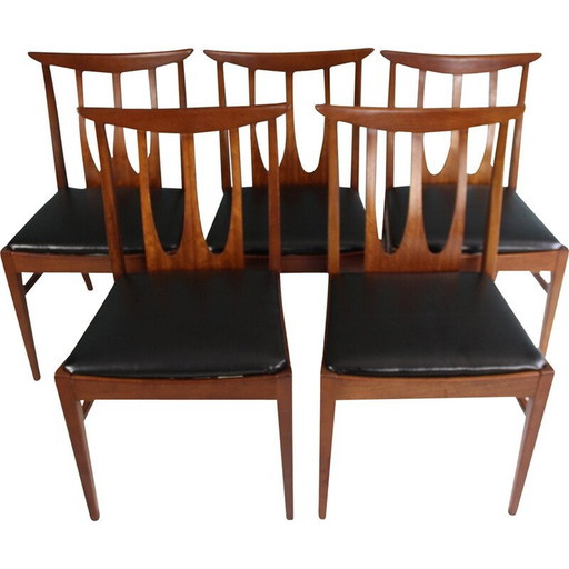 Set van 5 mid century G-plan Brasillia eetkamerstoelen