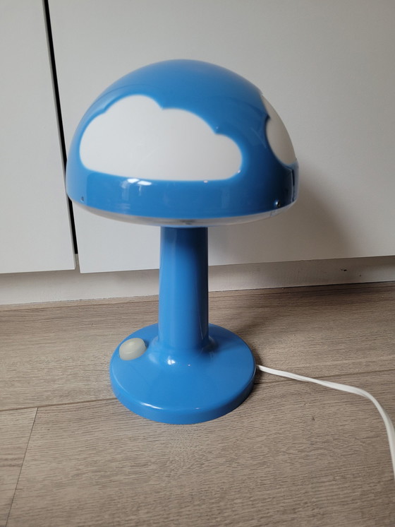 Image 1 of Vintage Ikea SKOJIG Paddestoel Wolkenlamp Blauw Door Henrik Preutz