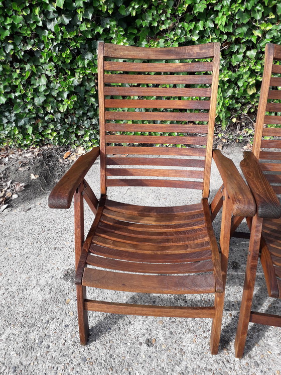 Image 1 of 4 Queen's Teak standenstoelen, inklapbaar