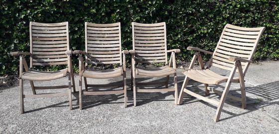 Image 1 of 4 Queen's Teak standenstoelen, inklapbaar