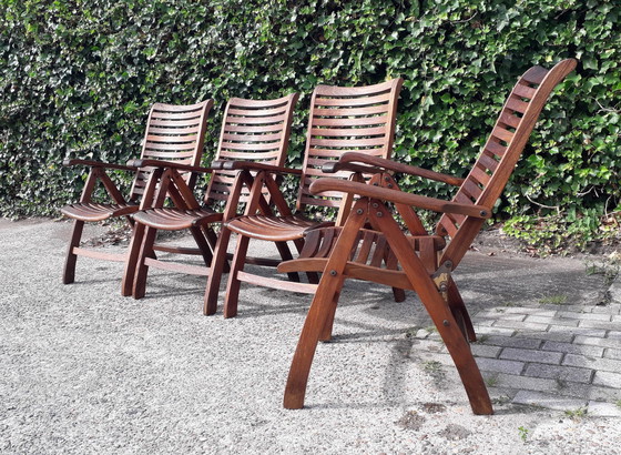 Image 1 of 4 Queen's Teak standenstoelen, inklapbaar