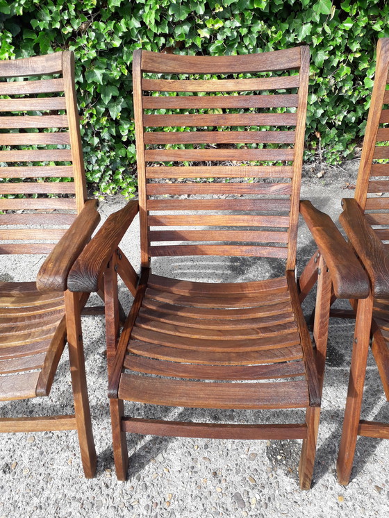 Image 1 of 4 Queen's Teak standenstoelen, inklapbaar