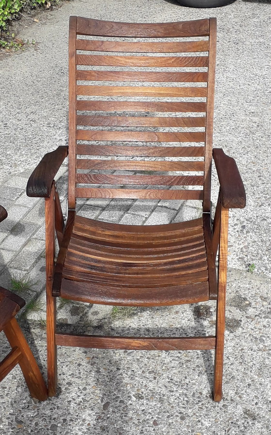 Image 1 of 4 Queen's Teak standenstoelen, inklapbaar