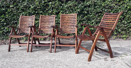 Image 1 of 4 Queen's Teak standenstoelen, inklapbaar