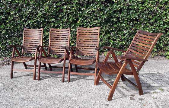 Image 1 of 4 Queen's Teak standenstoelen, inklapbaar