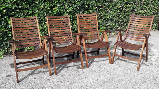 Image 1 of 4 Queen's Teak standenstoelen, inklapbaar