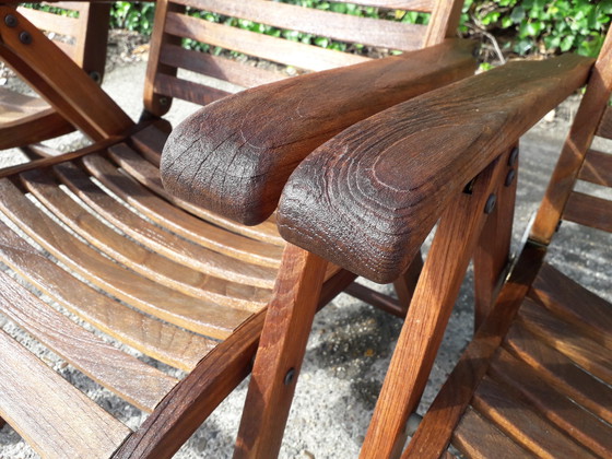 Image 1 of 4 Queen's Teak standenstoelen, inklapbaar