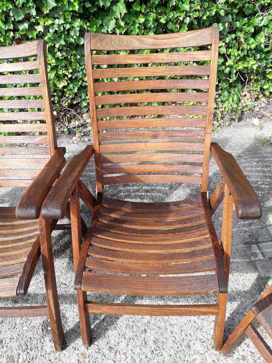 Image 1 of 4 Queen's Teak standenstoelen, inklapbaar