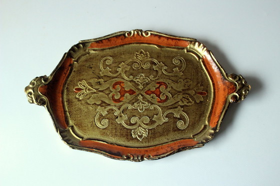 Image 1 of 1960S Florentijns dienblad hout - Cocktail dienblad - Vintage