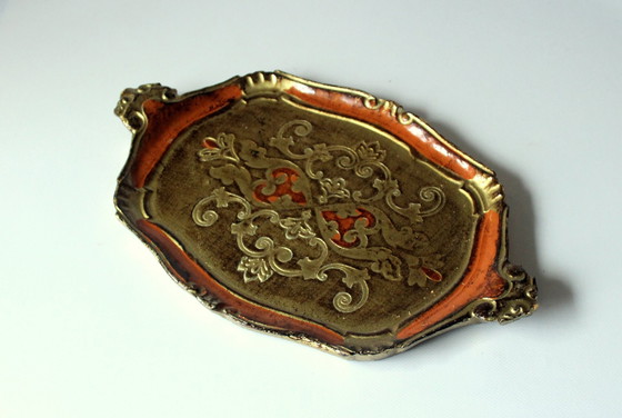 Image 1 of 1960S Florentijns dienblad hout - Cocktail dienblad - Vintage