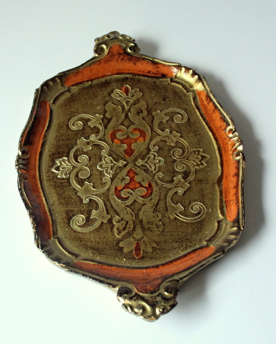 Image 1 of 1960S Florentijns dienblad hout - Cocktail dienblad - Vintage