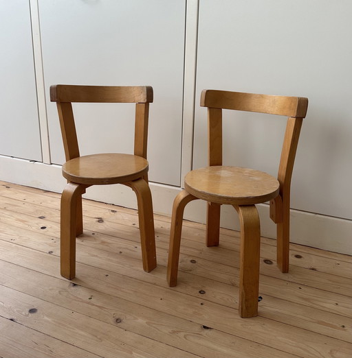 2x Vintage Plywood Kinderstoelen