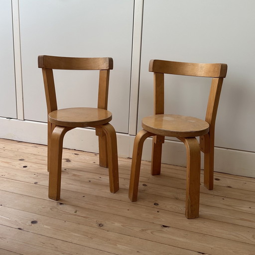 2x Vintage Plywood Kinderstoelen