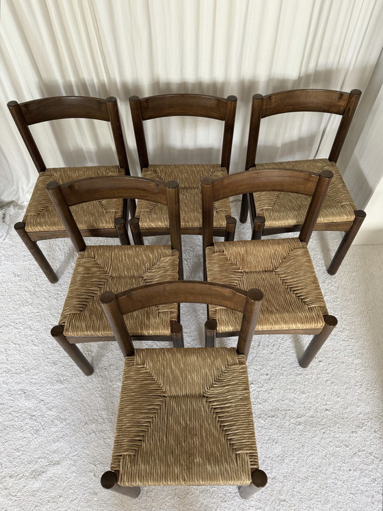 Image 1 of 2x Italiaanse 70Ies Eiken Rush Stoelen