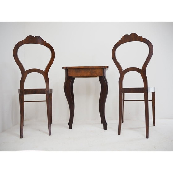 Image 1 of Vintage houten Beidermeier eetset, 1850