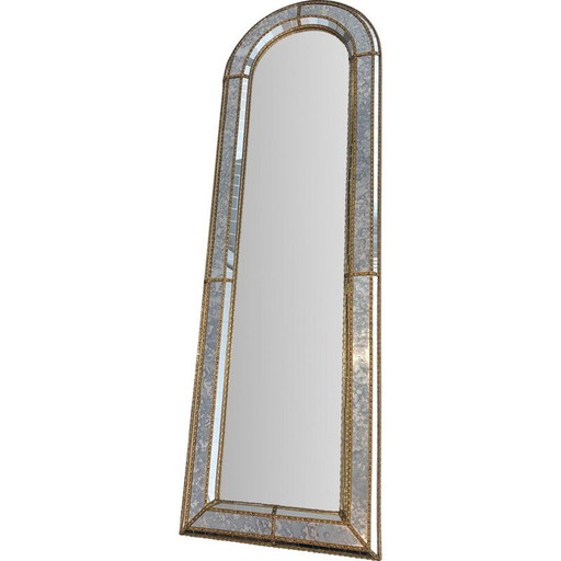 Vintage spiegel met meerdere facetten en messing slingers, 1970