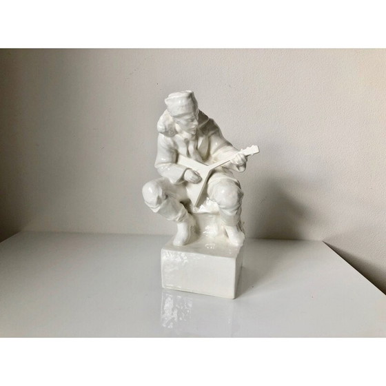 Image 1 of Vintage porseleinen man die art deco luit speelt met luit, Tsjechoslowakije 1940
