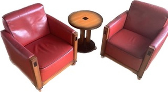 Image 1 of 2x Art deco fauteuils + bijpassend tafeltje