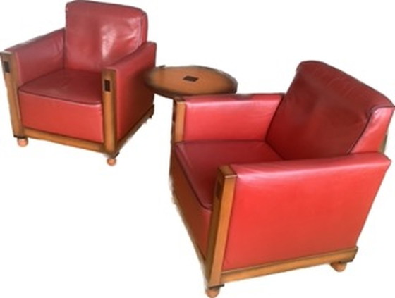 Image 1 of 2x Art deco fauteuils + bijpassend tafeltje